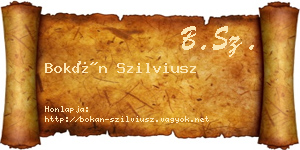 Bokán Szilviusz névjegykártya